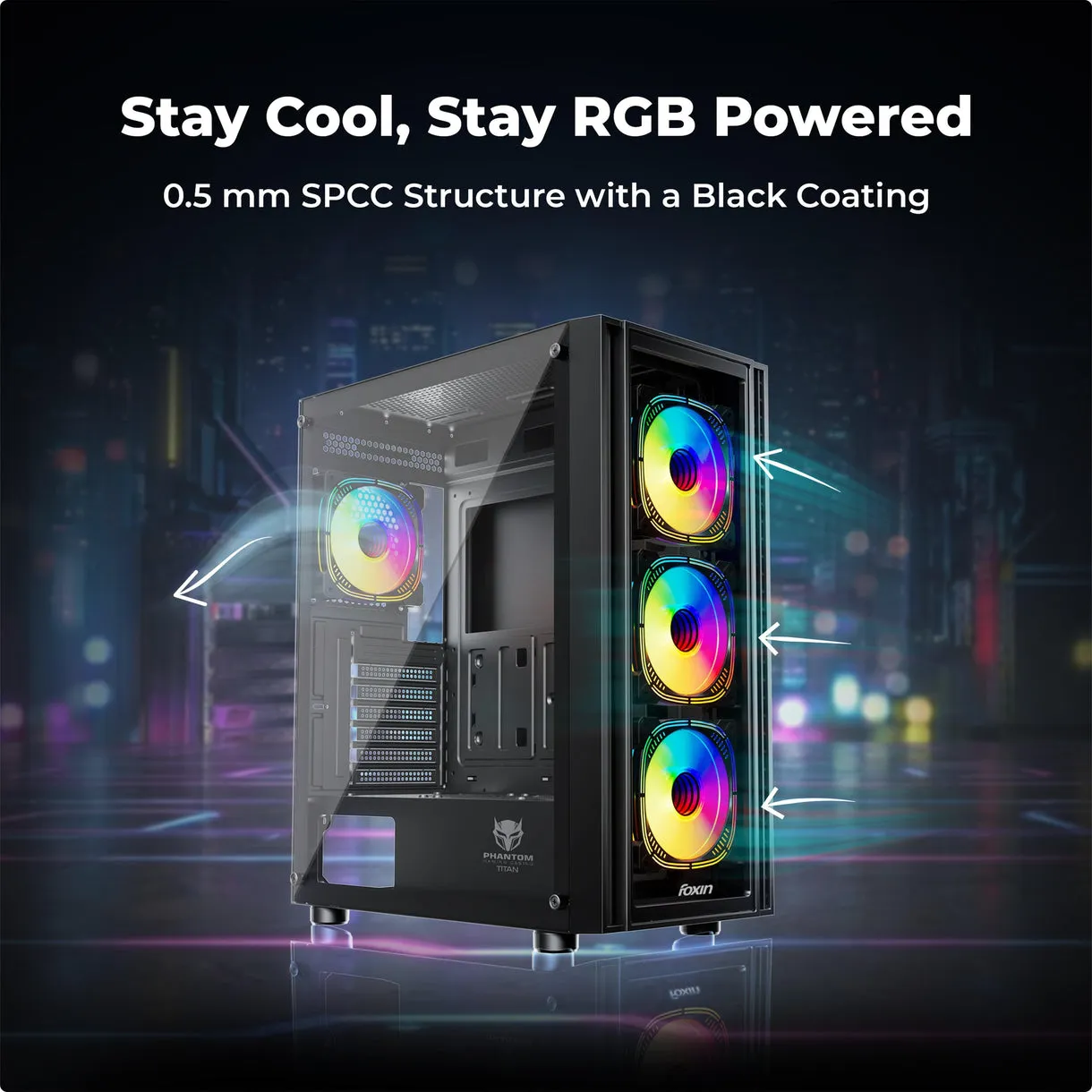 Foxin Gaming Cabinet Mid Tower ARGB Titan view 5